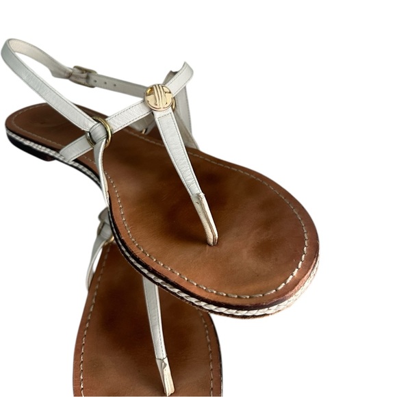 Lilly Pulitzer Sandal Leather Via Palm Beach Leather Flat Strap White Size 10 - Picture 4 of 8
